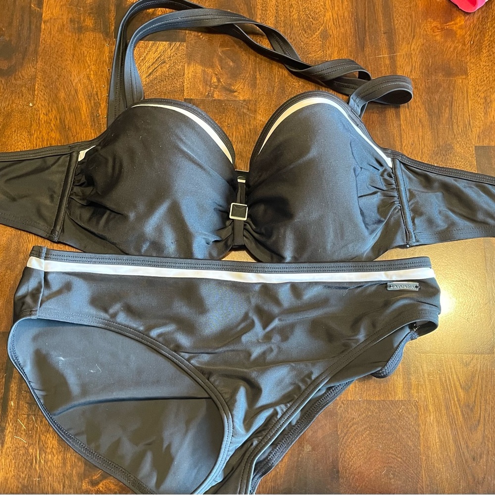 Elegant Black Bikini with Silver Details